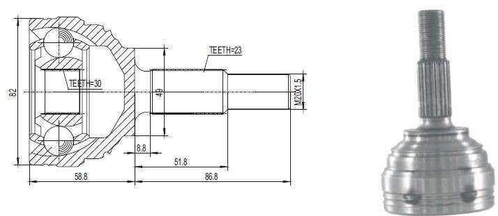 Renault CV joint - outer (23-30-49)