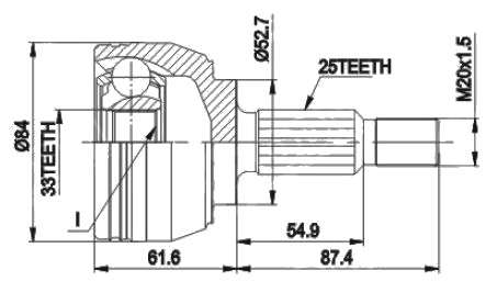 Renault cv joint - outer (25-33-52.8)