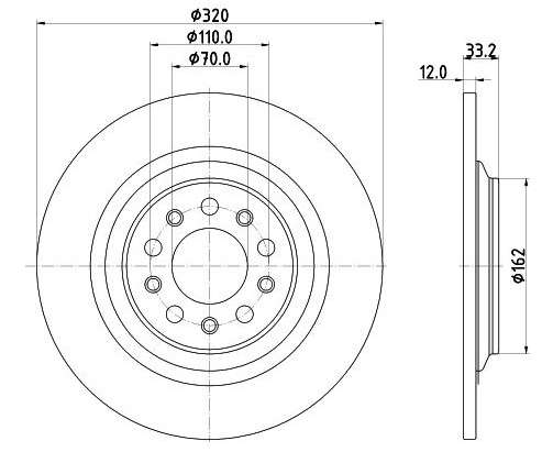 Jeep brake disc rear - solid - 320x12/33