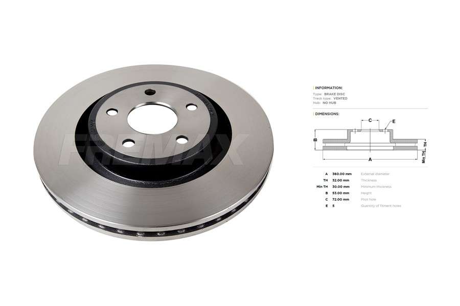 Jeep brake disc front - vented - 360X30/53