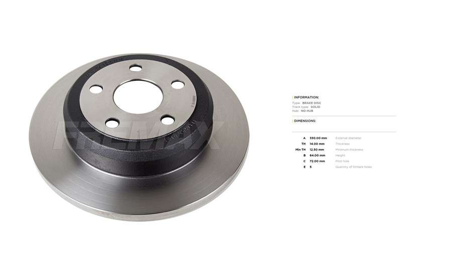 Jeep brake disc rear - solid (330x14/64)