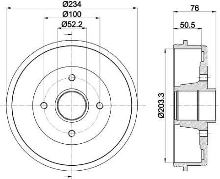 Renault brake drum - rear (203mm ID)