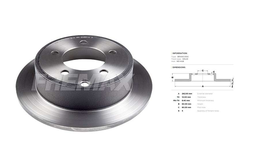 Jeep brake disc rear - solid 262x10/60.2