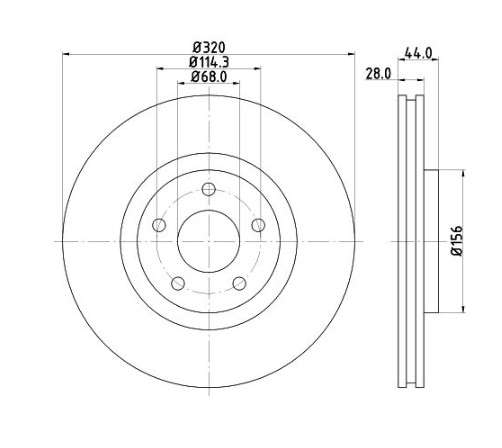 Renault brake disc front - vented 320x28/44