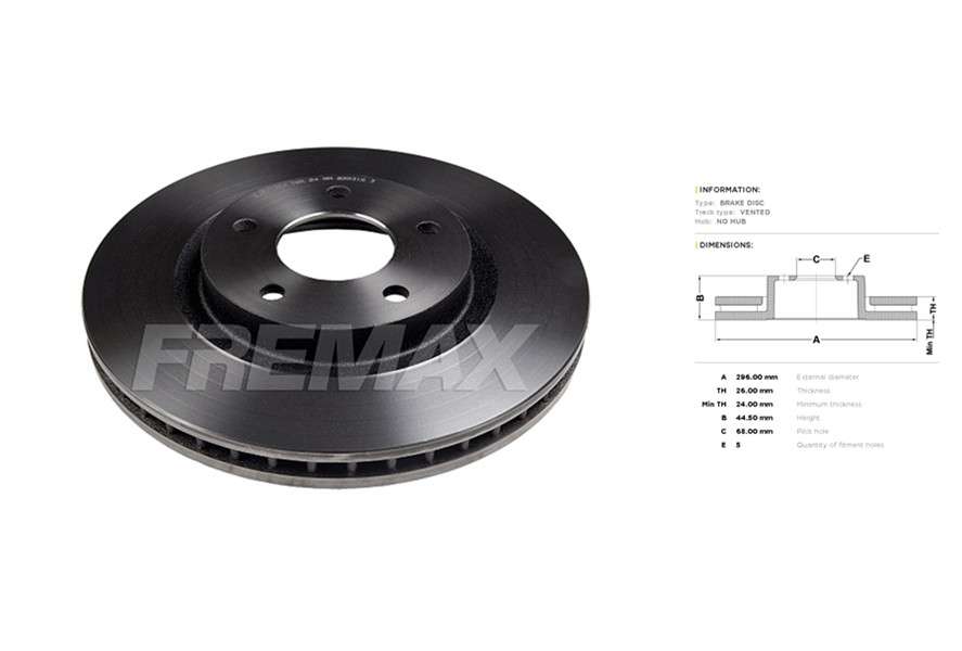 Renault brake disc front - vented 296x26/44