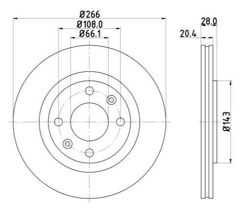 Peugeot brake disc front - vented (266x20/27.5)