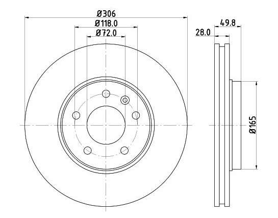 Renault brake disc front - vented (305x28/49.7)