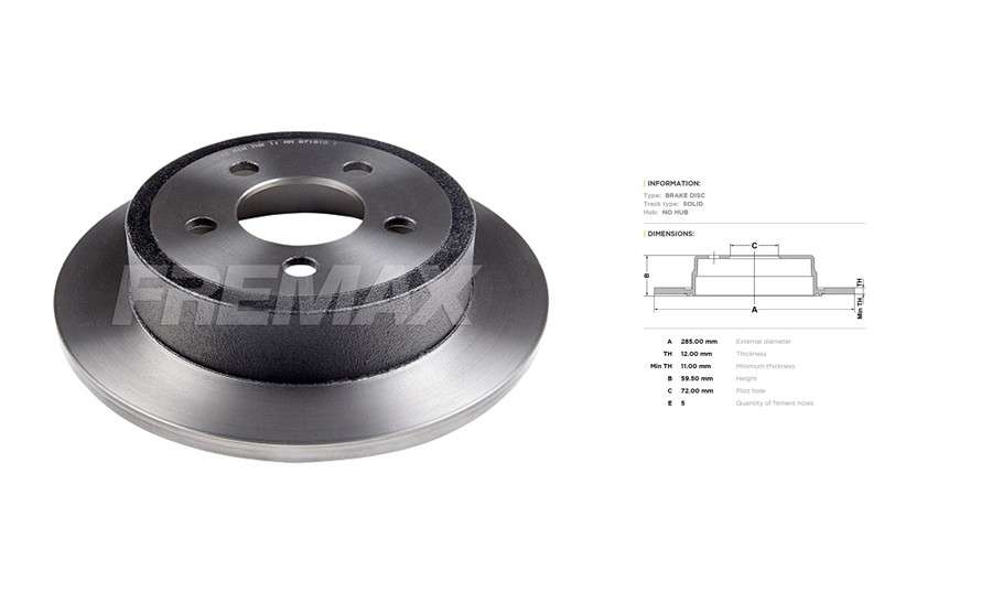 Jeep brake disc rear - solid - 285x12/58