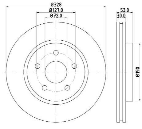 Jeep brake disc front - vented - 328x30/53