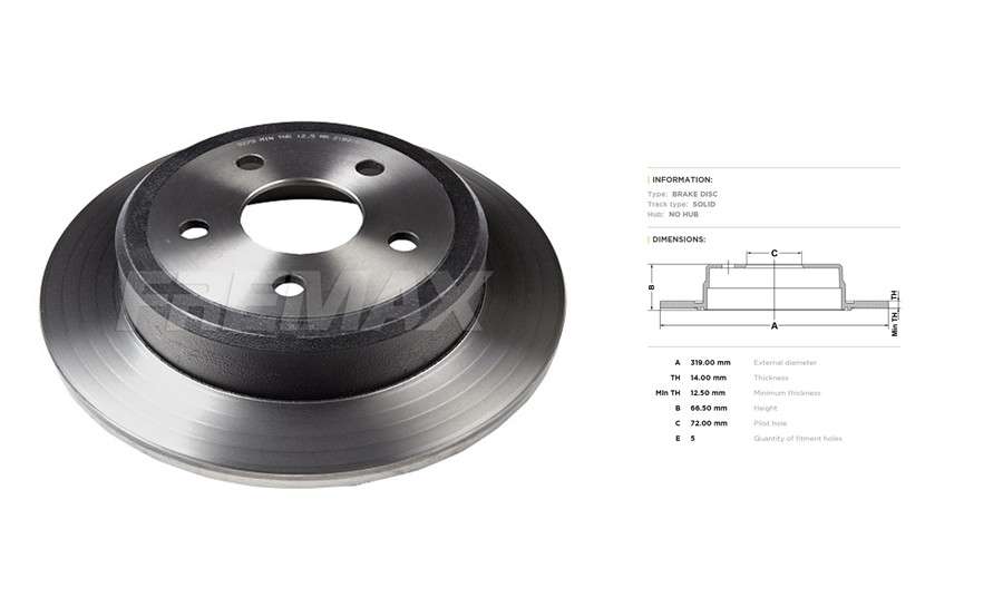 Jeep brake disc rear - solid - 320x14/66.4