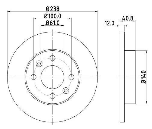 Renault brake disc front - solid 238x12/41