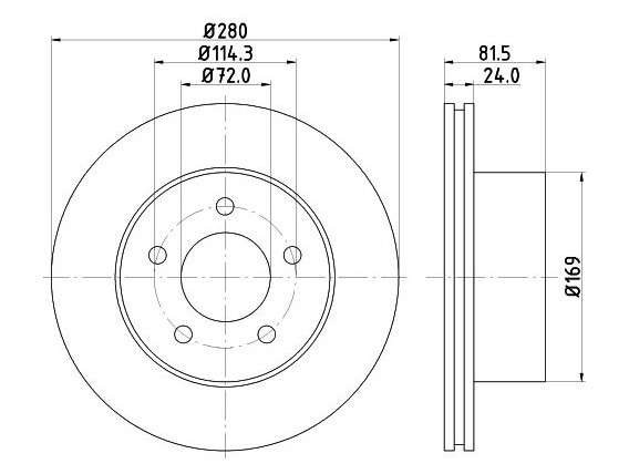 Jeep brake disc front - vented 280x24/81.7