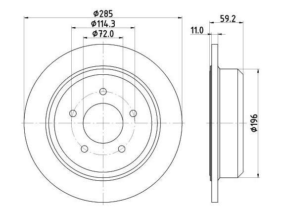 Jeep brake disc rear - solid 285x11/59.30