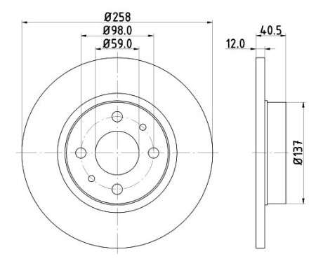 Fiat Brake disc front - solid (257.5x12/40.4)