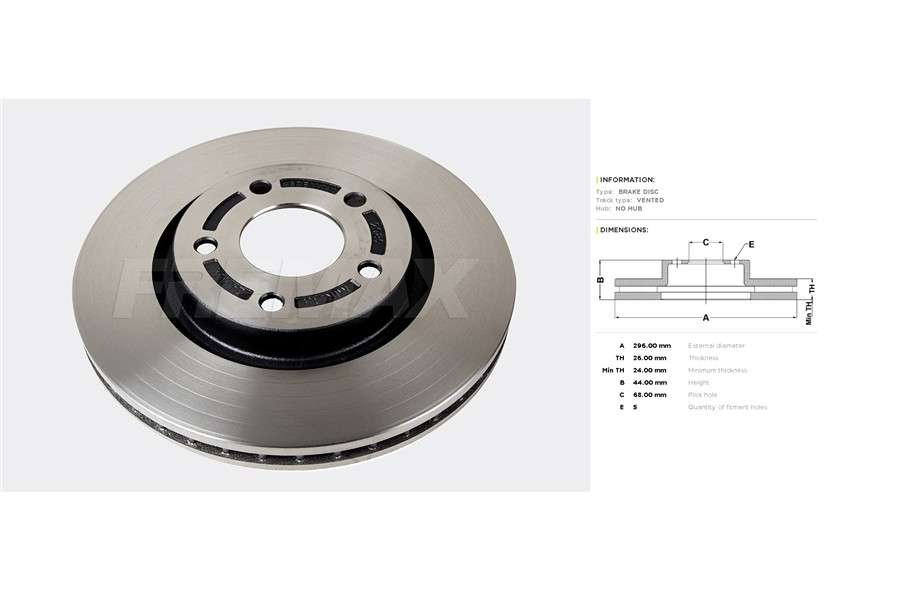 Renault brake disc front - vented 296x26/44