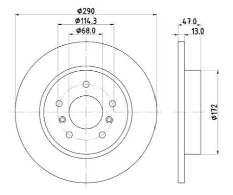 Renault brake disc rear - solid 289.6x13/47