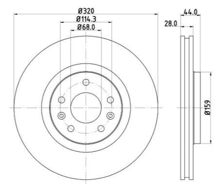 Renault brake disc front - vented 320x28/44