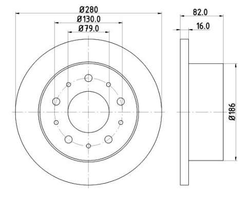 Peugeot brake disc rear - solid 280x16/80