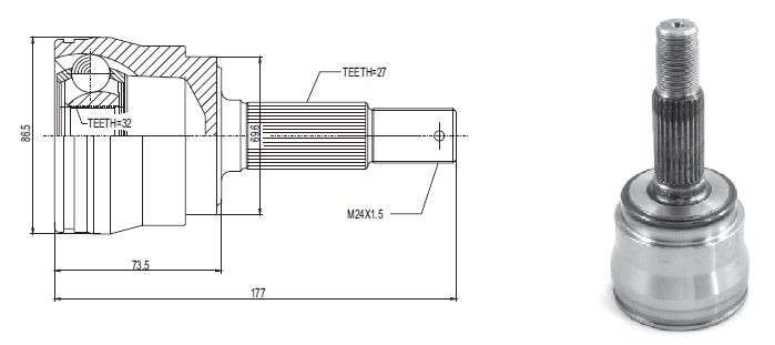 Jeep cv joint - outer - 27-32-69.5