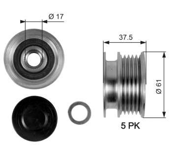 Renault alternator pulley - 17x61x37 5PK