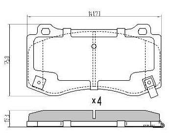 Jeep brake pad set - front (142x76x17)