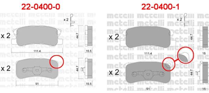 Jeep brake pad set - rear - 91/111x44.7