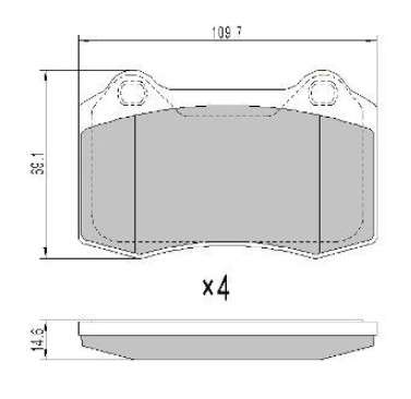 Jeep brake pad set - rear - 109.7x69.3x17.8