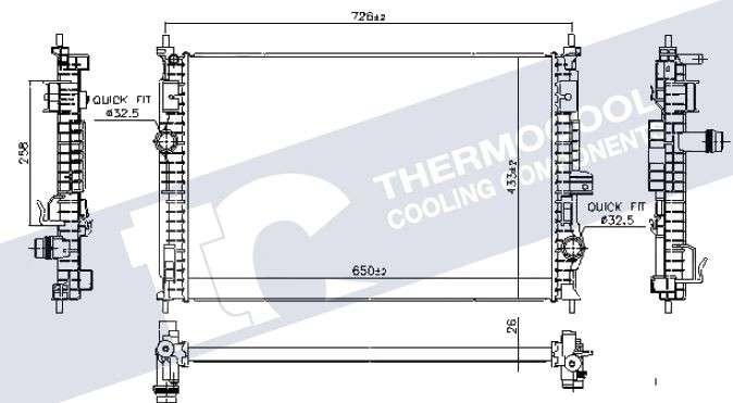 Peugeot radiator-cooling-aluminium 650x433x26