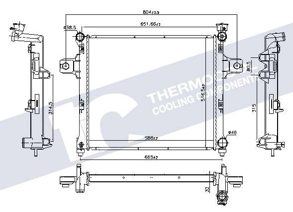 Jeep radiator-cooling-aluminium (586x517x32)