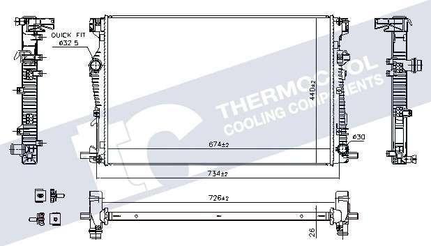 Jeep radiator-cooling-aluminium (674x440x26)