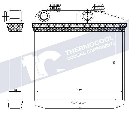 Fiat radiator-heater-aluminium (187x160x26)