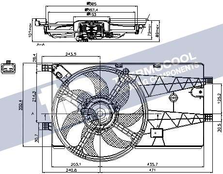 Fiat radiator fan-electric (385mm 102W)