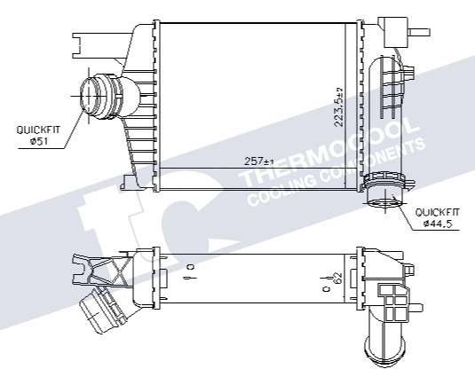 Renault intercooler - aluminium (257x216x64)