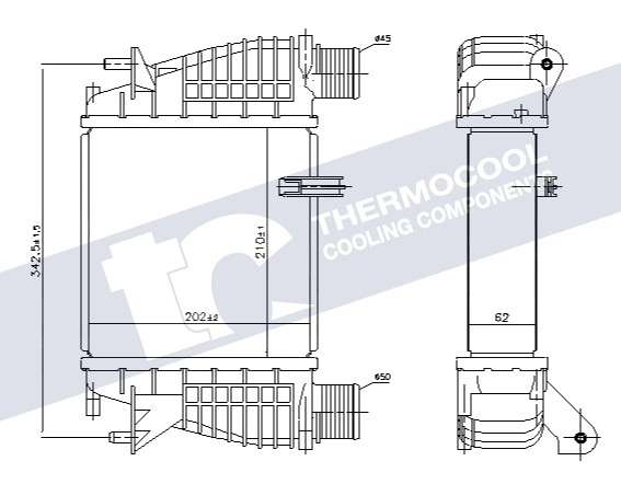 Renault intercooler - aluminium 210x202x62