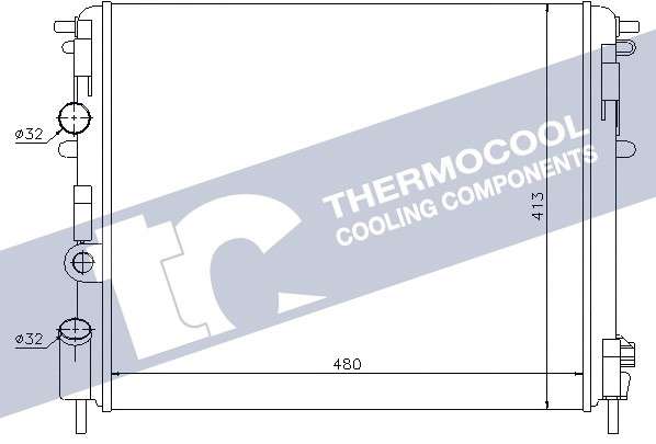 Renault radiator-cooling-aluminium 480x413x16 INCL CONDENSOR