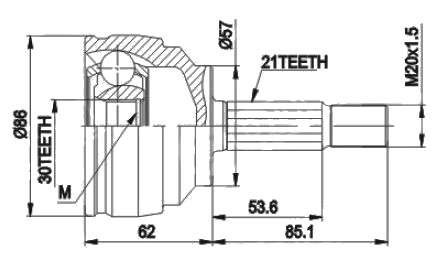 Renault cv joint - outer 21-30-57