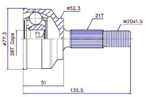 Renault cv joint - outer 21-28-52.3