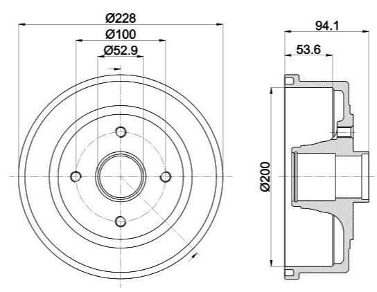 Opel brake drum - rear 200MM ID