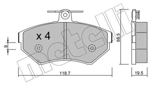 Audi brake pad set - front 119.2x69x19.9 1998-1999