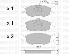 Fiat brake pad set F - with sensor (152x53x18) siena