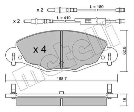 Citroen brake pad set F - with sensor - 169x61x18 c5
