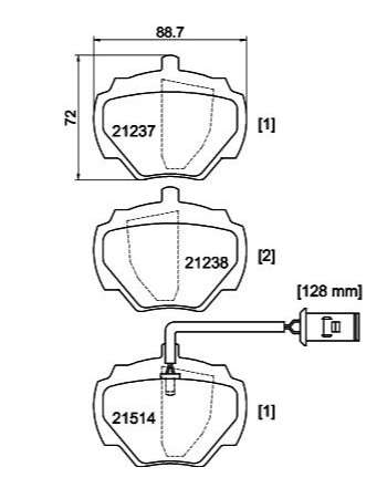 Land Rover brake pad set rear-with sensor 89x72x15.5