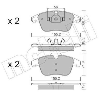 Opel brake pad set - front 155.2x72x19