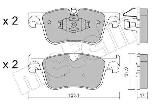 Opel brake pad set - front 155x62x17