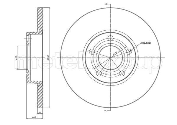Audi brake disc front - solid 288x15/46.2 -1997