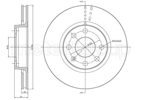 Opel brake disc front - vented 256x20/41