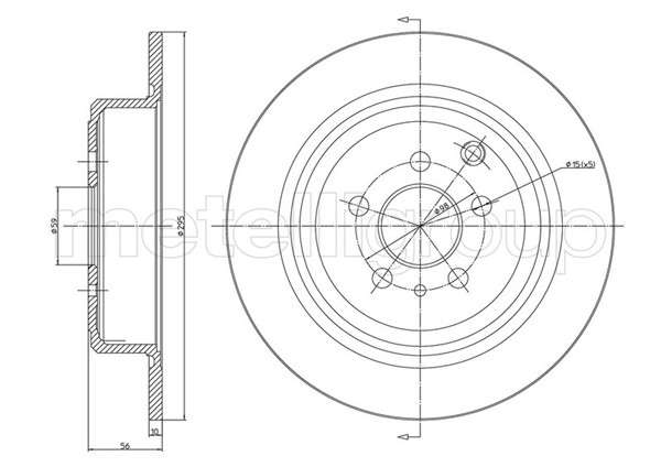 Fiat brake disc rear - solid (295x10/56)