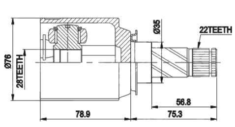 Opel cv joint - inner 22-28-35 TRIPOD