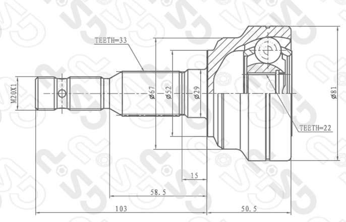 Opel cv joint - outer 33-22-52