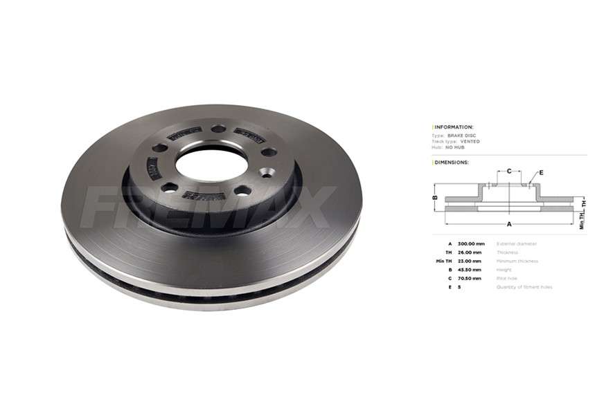 Opel brake disc front - vented / 300x26/45